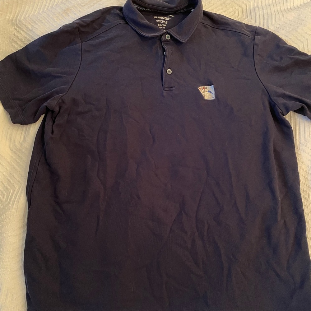 Tommy Bahama Men's XL Blue Island Zone Supima Polo Short Sleeve w/Marlin Aces